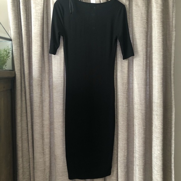 NWT Bar III Basic Black Short Sleeve Bodycon Midi Dress Size Small - Picture 6 of 8